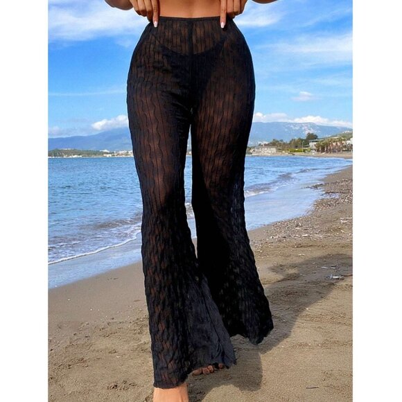 See Through Cover Up Bell Bottom Pant - Picture 1 of 5